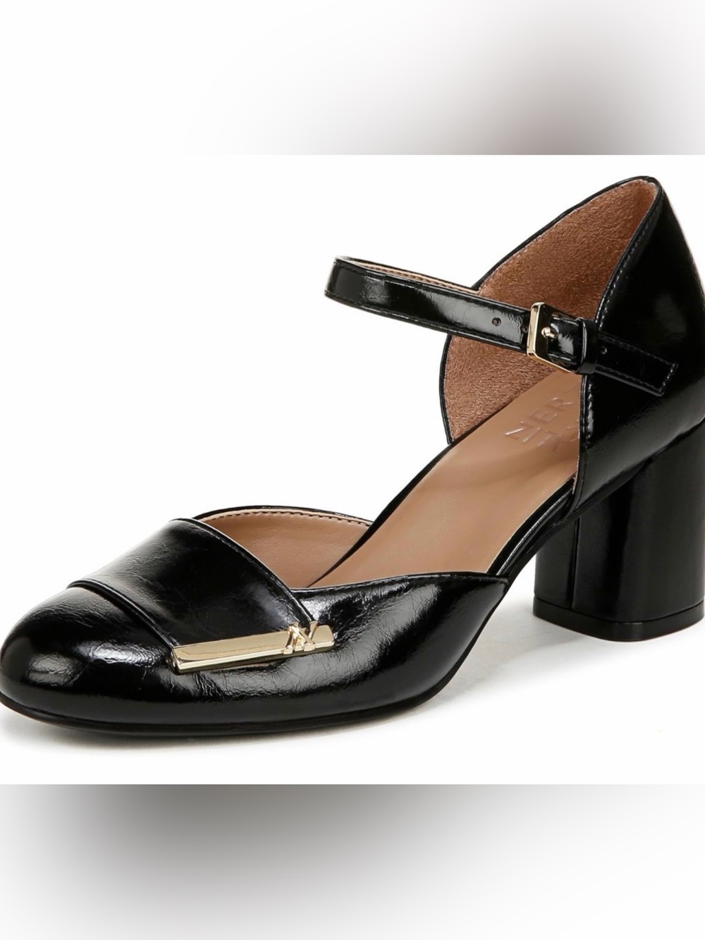 Naturalizer NWOT lavish Mary Jane block Heel with strap and gold details size 9